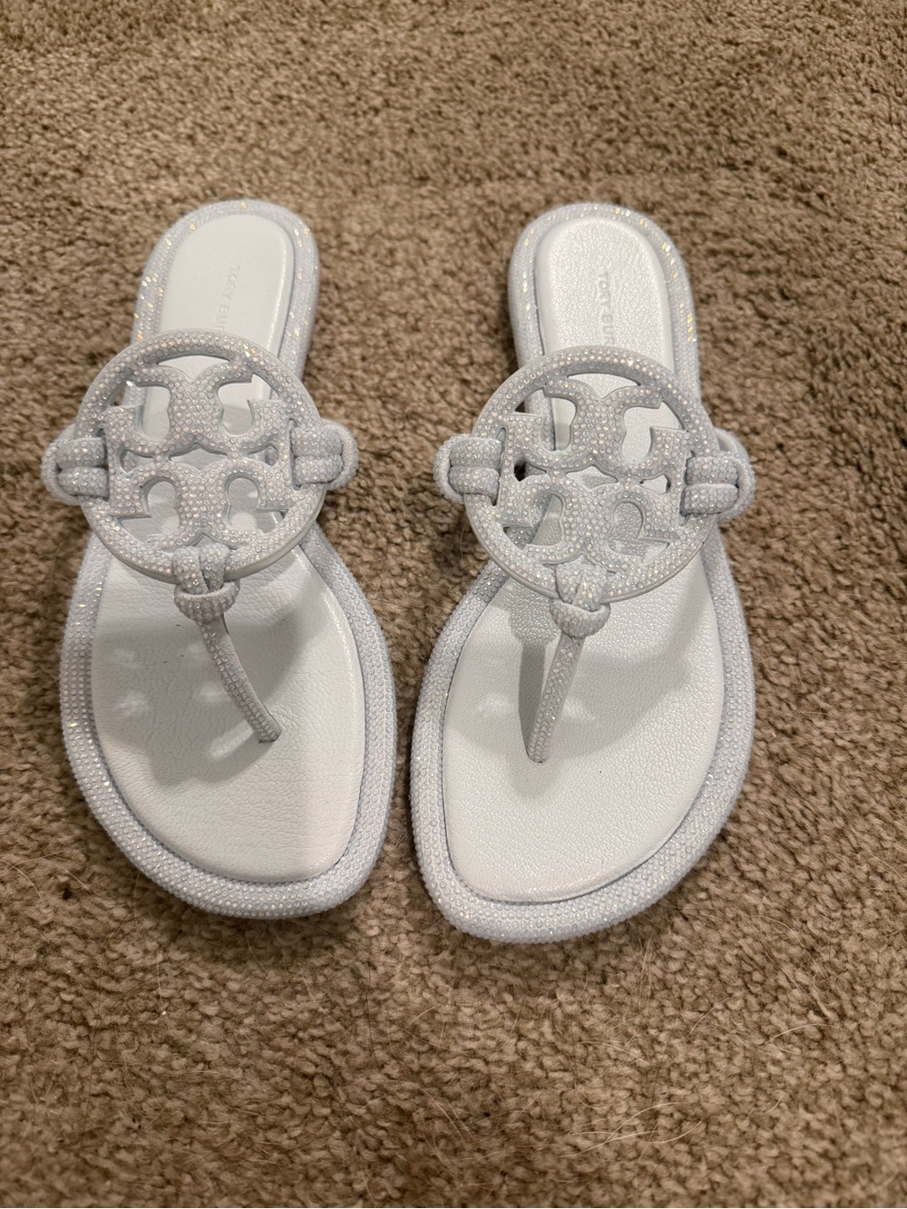 White Embellished Women's Thong Sandals
